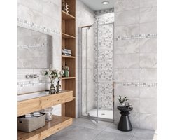 Douchedeur pendeldeur 90x185cm niche 5mm gehard glass glanzend chroom aluminium profiel