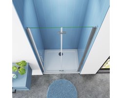 Douchedeur Poppy Nisdeur 85X195 Vouwdeur 2-Delig 6Mm Helder Glas Antikalk Chroom