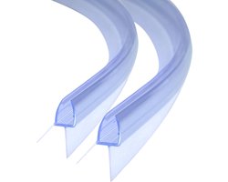 Douchedeur Rubber Strip Set - 2 x 40 cm - Vervangingsstrip Voor Gebogen Douchewand - Geschikt Voor 6 mm / 7 mm / 8 mm Glas - Voorgemonteerde Ronding - Waterkering Voor Kwartronde Douchecabine of Bad - Spatwater Bescherming