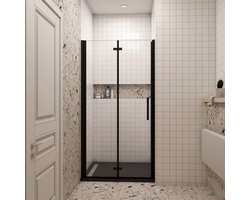 Douchedeur vouwdeur mat zwart Profiel 90x195cm, 6mm NANO EasyClean veiligheidsglas