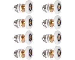 Douchedeurrollers - 8 stuks - Roldiameter 27 mm voor de badkamer Glazen schuifdeurpoelies/lopers/wielen, sterk draagvermogen