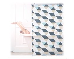 douchegordijn - 100 x 240 cm - driehoek design - kettinkje - rolgordijn badkuip & raam - gekleurd