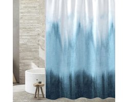 Douchegordijn 120 x 200 cm Badgordijn EVA Waterdicht Anti Schimmel Badkamergordijn met 8 Douchegordijn Haken Wasbaar Shower Curtain voor Badkamer Badkuip - Blauw met golven