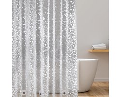 Douchegordijn 120 x 200 cm met verzwaarde magneten – Waterdicht, transparant douchegordijn voor de badkamer – Wasbaar EVA-douchegordijn – Schimmelwerend & antibacterieel – Inclusief 8 ringen