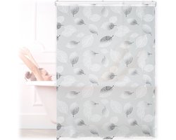 douchegordijn - 120 x 240 cm - bladeren - rolgordijn douche - zwart-wit