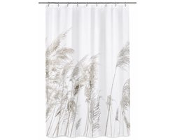 Douchegordijn 150x200 cm Wit – Fotoprint Douchegordijn met Pampasgras – Waterafstotend Polyester – OEKO-TEX®