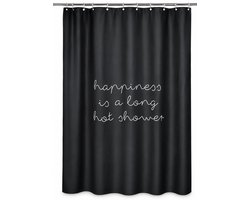 Douchegordijn 150x200 cm Zwart – Waterafstotend Polyester Douchegordijn – OEKO-TEX® – Modern Design met Tekst