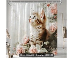 Douchegordijn, 180 x 180cm, Waterdicht, Antibacterieel, Antischimmel, inclusief 12 douche haken/ witte C vormige ringen, verdikt gordijn.