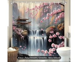 Douchegordijn, 180 x 180cm, Waterdicht, Antibacterieel, Antischimmel, inclusief 12 douche haken/ witte C vormige ringen, verdikt gordijn.