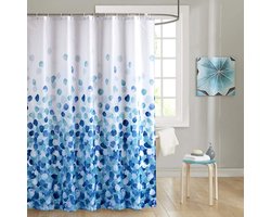 Douchegordijn 180 x 200 cm Badgordijn EVA Waterdicht Anti Schimmel Badkamergordijn met 12 Douchegordijn Haken Wasbaar Shower Curtain voor Badkamer Badkuip - Blauw