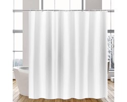 Douchegordijn 180x180 Wit anti-schimmel, douchegordijnen badtextiel polyester stof waterafstotend machine wasbaar met metalen oogjes, breedte 180 x hoogte 180cm