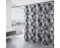 Douchegordijn, 180x200 cm, machinewasbaar polyester, verzwaarde onderkant, met 12 haken, met patroon.