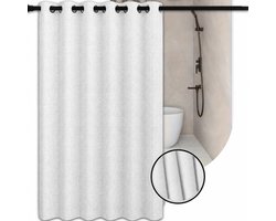 Douchegordijn 180x200 cm - Wit – Stoffen Linnenlook – Geïntegreerde Ringen – Waterafstotend Badkamergordijn - Textiel Nordic Douche Gordijn - Anti-Plak
