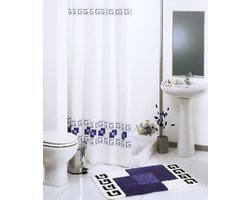 Douchegordijn 180x200 textiel Square blauw