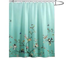 Douchegordijn - 180x200cm - Bloemen- en vogelpatroon - Waterdicht - Stijl A