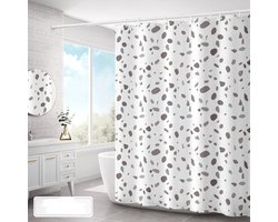 Douchegordijn 180x200cm-polyester douchegordijn-waterdicht badkamergordijn-inclusief ringen (Sansheng steen）