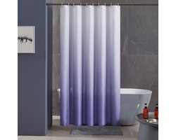 Douchegordijn 180x200cm Textielgordijnen in stof Waterdicht Anti-schimmel Wasbaar Badkamergordijn voor badkuip in bad Wit tot Paars met 12 Doucheringen.