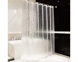 Douchegordijn 200 x 200 cm 3D Semi-transparant - Waterdicht Anti Schimmel - Wasbaar Badkamergordijn met 13 Haken Douchegordijn