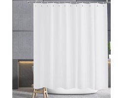 Douchegordijn 210 cm Hoog - Wit Polyester - Schimmelbestendig en Machinewasbaar - Inclusief 12 Metalen Ogen