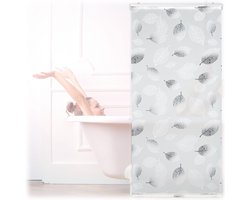 douchegordijn - 80 x 240 cm - bladeren - rolgordijn douche - zwart-wit