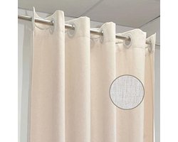 Douchegordijn 90 x 200 cm - Linnen Look - Zwaar Waterafstotend - Beige - Smal Badgordijn - Machinewasbaar