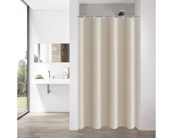 Douchegordijn 90 x 200 cm, linnenlook, waterafstotend, machinewasbaar, beige