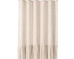 Douchegordijn Anti Schimmel - Douche Gordijn - Vlas - Inclusief 12 douchegordijnringen - Ruffle douchegordijnen - Waterdicht - Geschikt voor badkamer - 183*183 cm - Beige