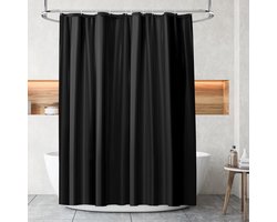 Douchegordijn - anti-schimmel douchegordijn - douchegordijn met haken - badgordijn - waterdichte douchegordijnen - 180x180cm voor bad of badkamer (zwart)