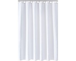 Douchegordijn Anti Schimmel - Waterdicht douchegordijn van polyesterstof - Gewogen Zoom en Wafelstructuur - 1 Stuk - Voor Badkamer of Camper Wit