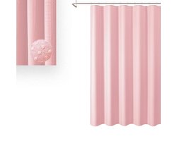 Douchegordijn - Badgordijn - Douchegordijnen - Gestructureerd douchegordijn - Luxe douchegordijnset - Waterdicht - Machinewasbaar - Verdikte rand - Met 12 haken - Polyester - 180x180 cm - Voor badkamer - Thuis - Hotel - Roze