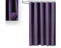 Douchegordijn - Badgordijn - Douchegordijnen - Gestructureerd douchegordijn - Luxe douchegordijnset - Waterdicht - Machinewasbaar - Verdikte rand - Met 12 haken - Polyester - 180x180 cm - Voor badkamer - Thuis - Hotel - Paars
