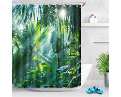 Douchegordijn - Badkamer Decoratie - Douchen en Baden - Waterdicht en Schimmelwerend - 180x200 cm - Groen Tropisch