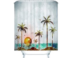 Douchegordijn - Badkamer gordijn - Hygiënisch Werken - Schimmelwerend en waterdicht - 150 x 200 cm - Groen en grijs
