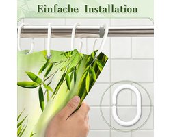 Douchegordijn bamboe op water lichte mist reflecteert textiel gordijn groen exotische steen Relax schimmelbestendig bamboeblad Spa Rust incl. 8 C-ringen gewicht onderaan