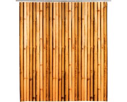 Douchegordijn Bamboesa, gordijn van milieuvriendelijke, recyclebare kunststoffolie (PEVA), voor douche en badkuip, waterdicht, 180 x 200 cm, incl. 12 witte douchegordijnringen, bruin