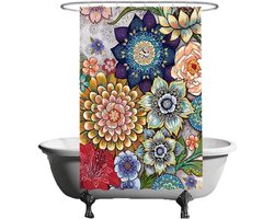 Douchegordijn Bloemendecor - Badkamer Gordijn - Badkamer Decoratie - Waterdicht en Anti-schimmel - 120 x 180 cm - Multicolor