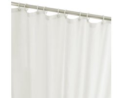 Douchegordijn crème smal model 120x200 cm - Polyester textiel, waterdicht, sneldrogend, met 8 metalen oogjes en verzwaarde zoom