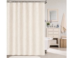 Douchegordijn de Luxe Curl met PU-structuur – Waterdicht Polyester, Anti-Schimmel Coating, Ondoordringbare Bescherming - Wasbaar – 180 x 200 cm – Creme