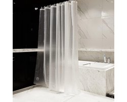 Douchegordijn - Dikker transparant douchegordijn - Waterdicht - Transparant 3D - PEVA kunststof （rooster） - Geschikt voor badkuip - 180x200 cm - Wit