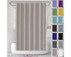 Douchegordijn - Douchegordijn Anti Schimmel 180 x 180 cm - Badgordijn EVA Waterdicht Anti Schimmel Badkamergordijn - met 12 Douchegordijn Haken - Wasbaar Shower Curtain voor Badkamer Badkuip - Beige
