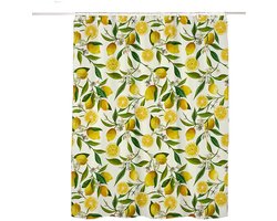 Douchegordijn - Douchegordijn Anti Schimmel - Douche Gordijn - Inclusief ringen - Polyester - 120 x 180cm - geel - Gardenia en citroen