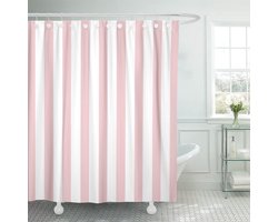 Douchegordijn - Douchegordijn Anti Schimmel - Douche gordijn - Waterdicht Douchegordijn - Waterdicht - 180x180cm - Polyester - Inclusief ringen - Badkameraccessoires - Roze en wit