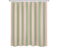 Douchegordijn - Douchegordijn Anti Schimmel - Douche gordijn - Waterdicht Douchegordijn - Waterdicht - 180x180cm - Polyester - Inclusief ringen - Badkameraccessoires - Roze en groen