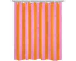 Douchegordijn - Douchegordijn Anti Schimmel - Douche gordijn - Waterdicht Douchegordijn - Waterdicht - 180x180cm - Polyester - Inclusief ringen - Badkameraccessoires - Roze en oranje