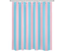 Douchegordijn - Douchegordijn Anti Schimmel - Douche gordijn - Waterdicht Douchegordijn - Waterdicht - 180x180cm - Polyester - Inclusief ringen - Badkameraccessoires - Roze en blauw