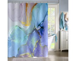 Douchegordijn - Douchegordijn Anti Schimmel - Kleurrijk marmeren douchegordijn - Wasbaar polyester - Waterdicht - Geschikt voor badkamer en badkuip - 180 x 200 cm - Paars