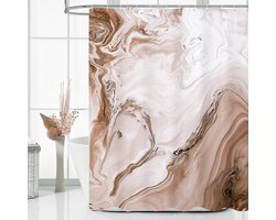Douchegordijn - Douchegordijn Anti Schimmel - Marmeren - Wasbaar polyester - Waterdicht - Machinewasbaar - Ombre Waterverf Douchegordijnen - Geschikt voor badkamer en badkuip - 180 x 200 cm - Bruin