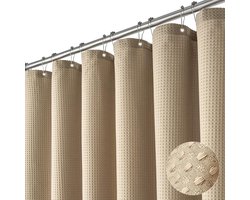 Douchegordijn - Douchegordijnenwafelstructuur - dikke stoffen douchegordijnen voor de badkamer - Douchegordijn - Shower Curtain,badgordijn - badkamergordijn - Waterdicht - Wasbaar - badkameraccessoires- 180x180 cm - Beige-Geel