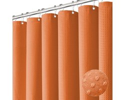 Douchegordijn - Douchegordijnenwafelstructuur - dikke stoffen douchegordijnen voor de badkamer - Douchegordijn - Shower Curtain,badgordijn - badkamergordijn - Waterdicht - Wasbaar - badkameraccessoires- 180x180 cm - Oranje