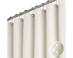 Douchegordijn - Douchegordijnenwafelstructuur - dikke stoffen douchegordijnen voor de badkamer - Douchegordijn - Shower Curtain,badgordijn - badkamergordijn - Waterdicht - Wasbaar - badkameraccessoires- 180x180 cm - Ivoor wit